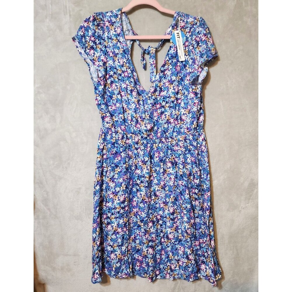 Cupshe‎ Chic Floral V-Neck Mini Dress With Back Tie Short Sleeves Romantic 70  L - Picture 3 of 9